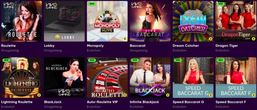 Live dealers selection at Bao casino