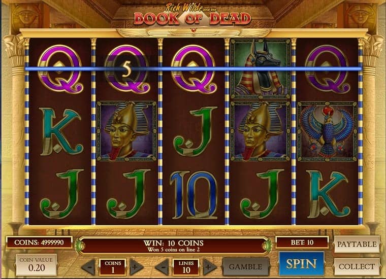 Book of Dead Pokie at Evolve Casino