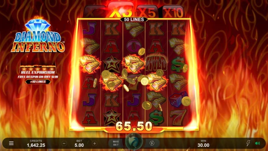 Diamond Inferno Slot Game by Microgaming at ViggoSlots Casino