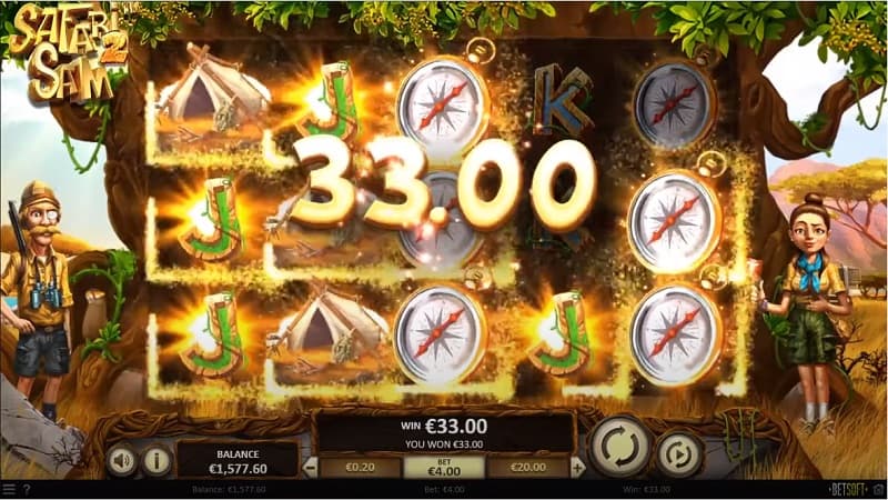 Screenshot of Safari Sam 2 Slot Game by Betsoft Gaming at Dazard Casino