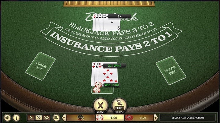 Blackjack game by BetSoft - OZ Las Vegas Casino Review