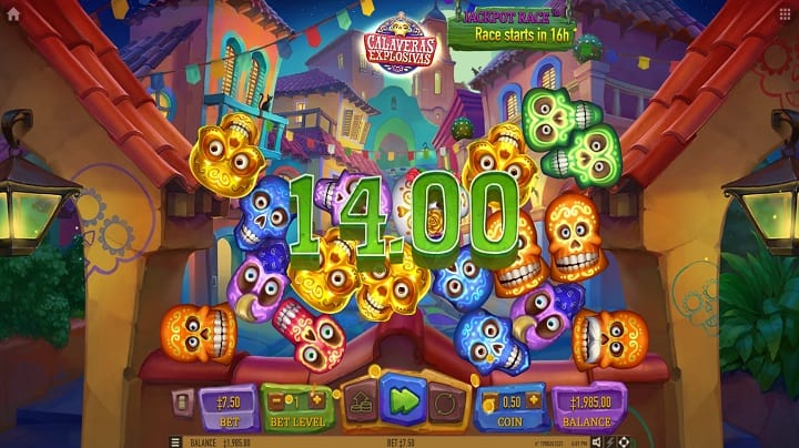 Screenshot of Calaveras Explosivas Pokie by Habanero